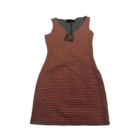 Jack by BB Dakota Red Gray Striped Shift Dress Size Small new with tags - Picture 1 of 3